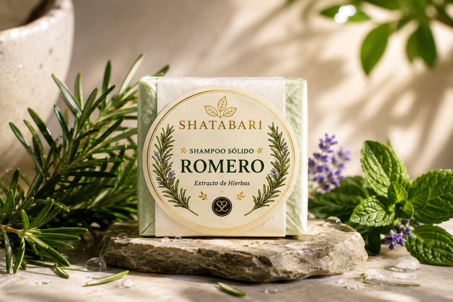 Kit Shampoo y Acondicionador Sólido Romero y Extracto de Hierbas Shatabari