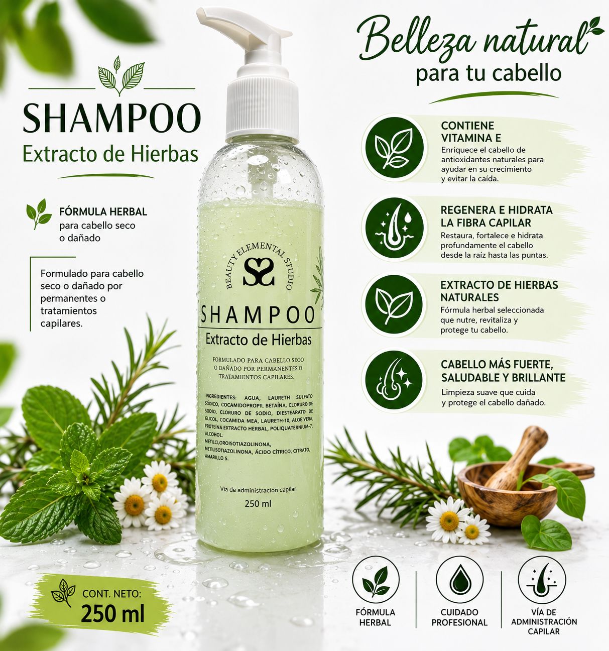 Shampoo  líquido Extracto de Hierbas