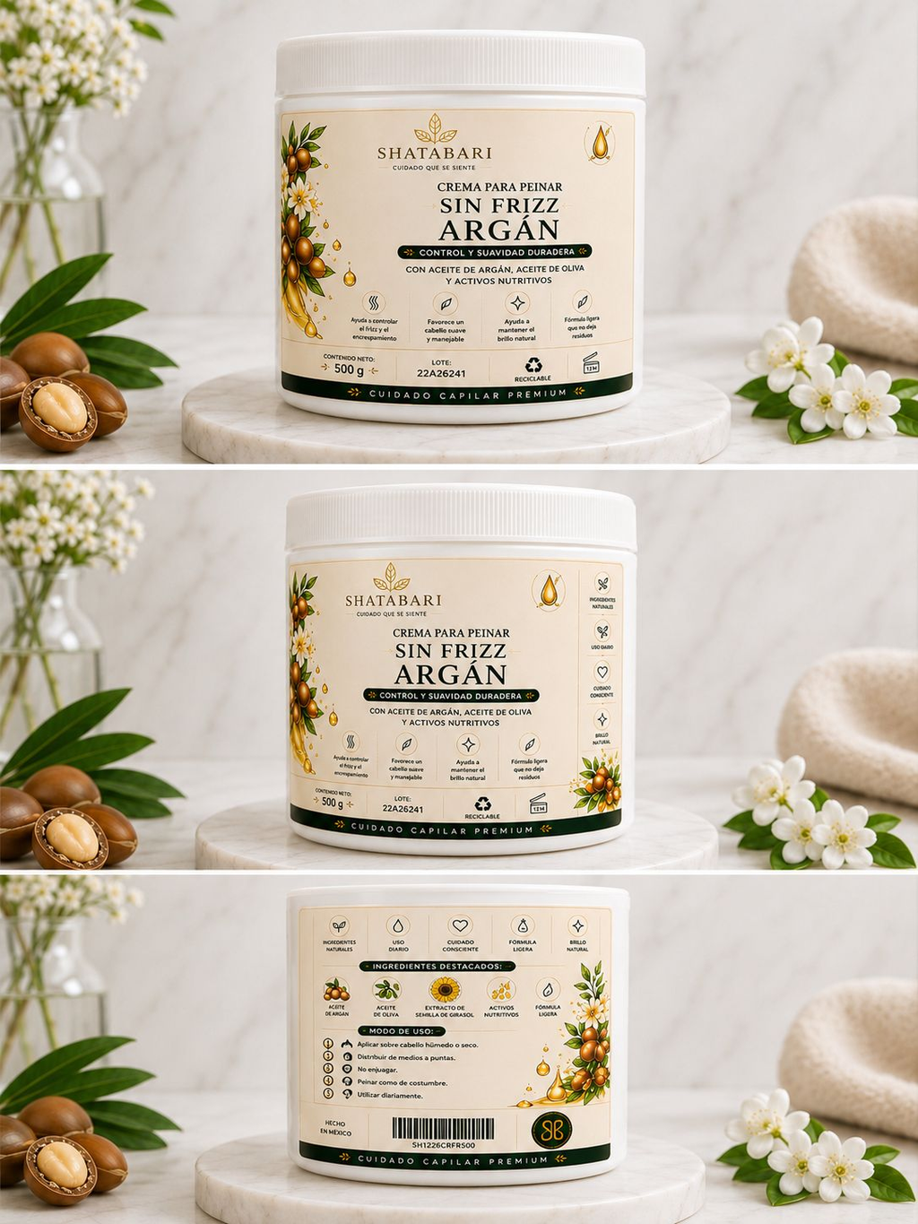 Crema para Peinar Sin Frizz Argán - Control y Suavidad Duradera