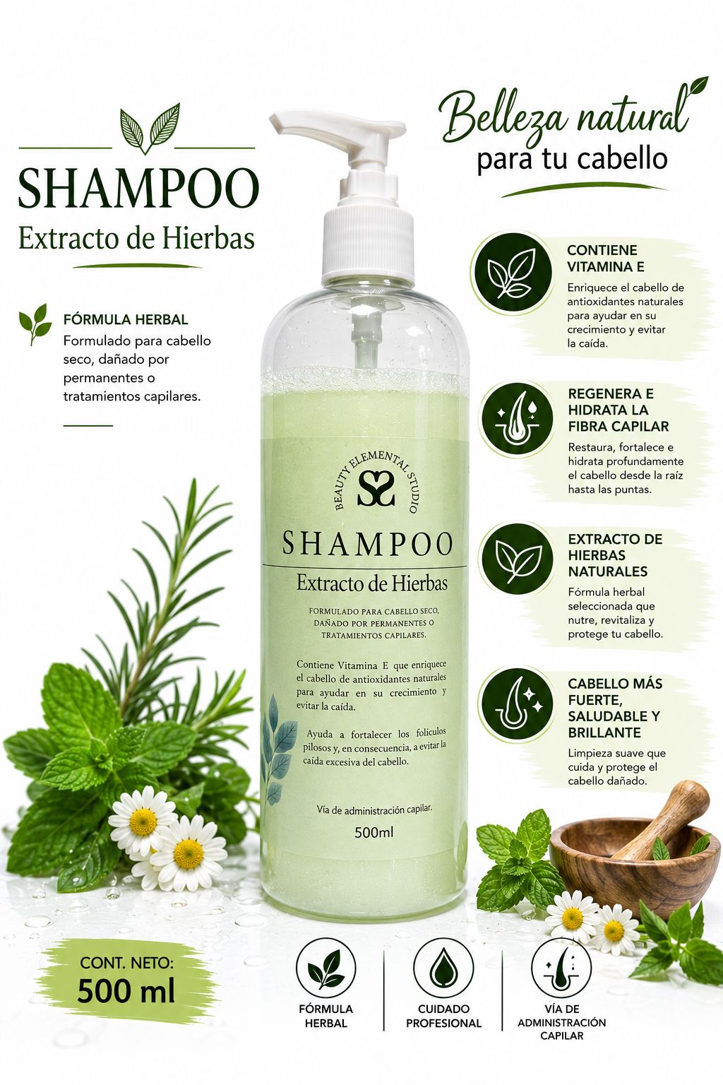 Shampoo Extracto de Hierbas 500ml