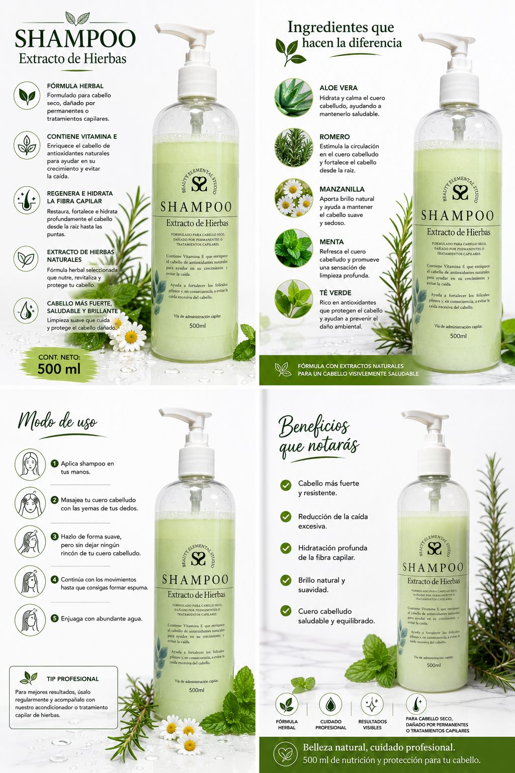 Shampoo Extracto de Hierbas 500ml